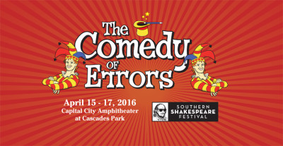 The Comedy of Errors on the Capital City Amphitheater Stage at Cascades Park April 15-17