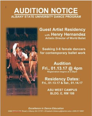Audition at Albany State University Dance Program with Guest Artist Residency, Henry Hernandez.