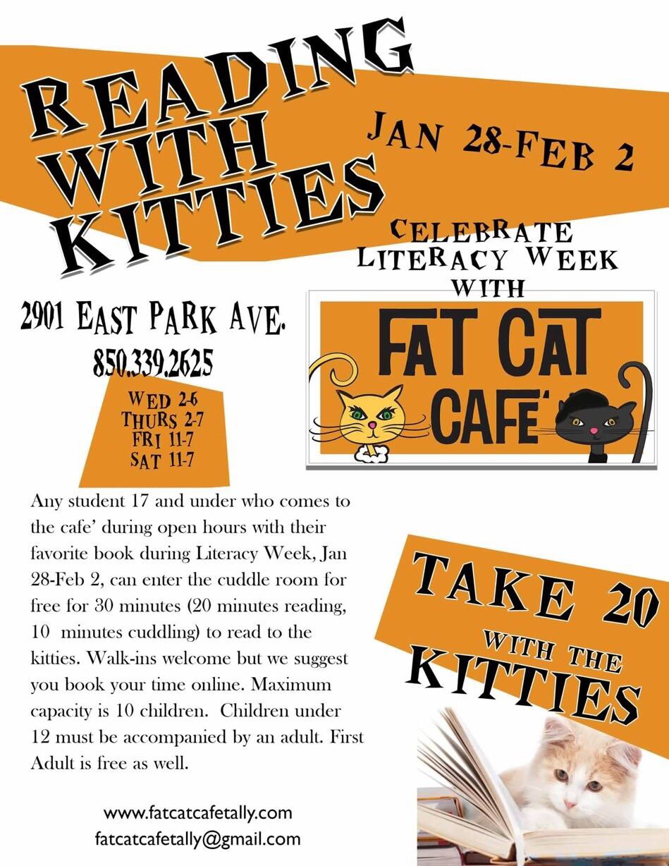 Reading With Kitties presented by Fat  Cat  Cafe  Tallahassee  