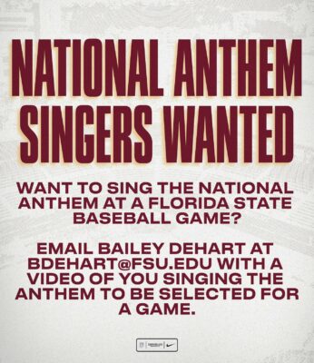 National Anthem Singers Wanted
